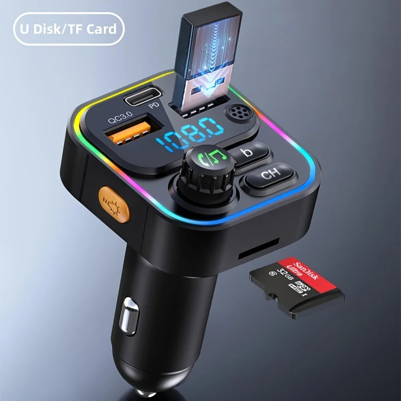 Transmetteur FM Bluetooth 5.3 Voiture & Chargeur Rapide USB-C