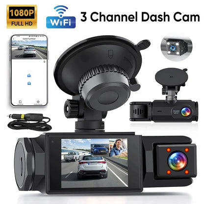 Dashcam Voiture Caméra Embarquée HD 1080P - 3 Canaux & Vision Nocturne