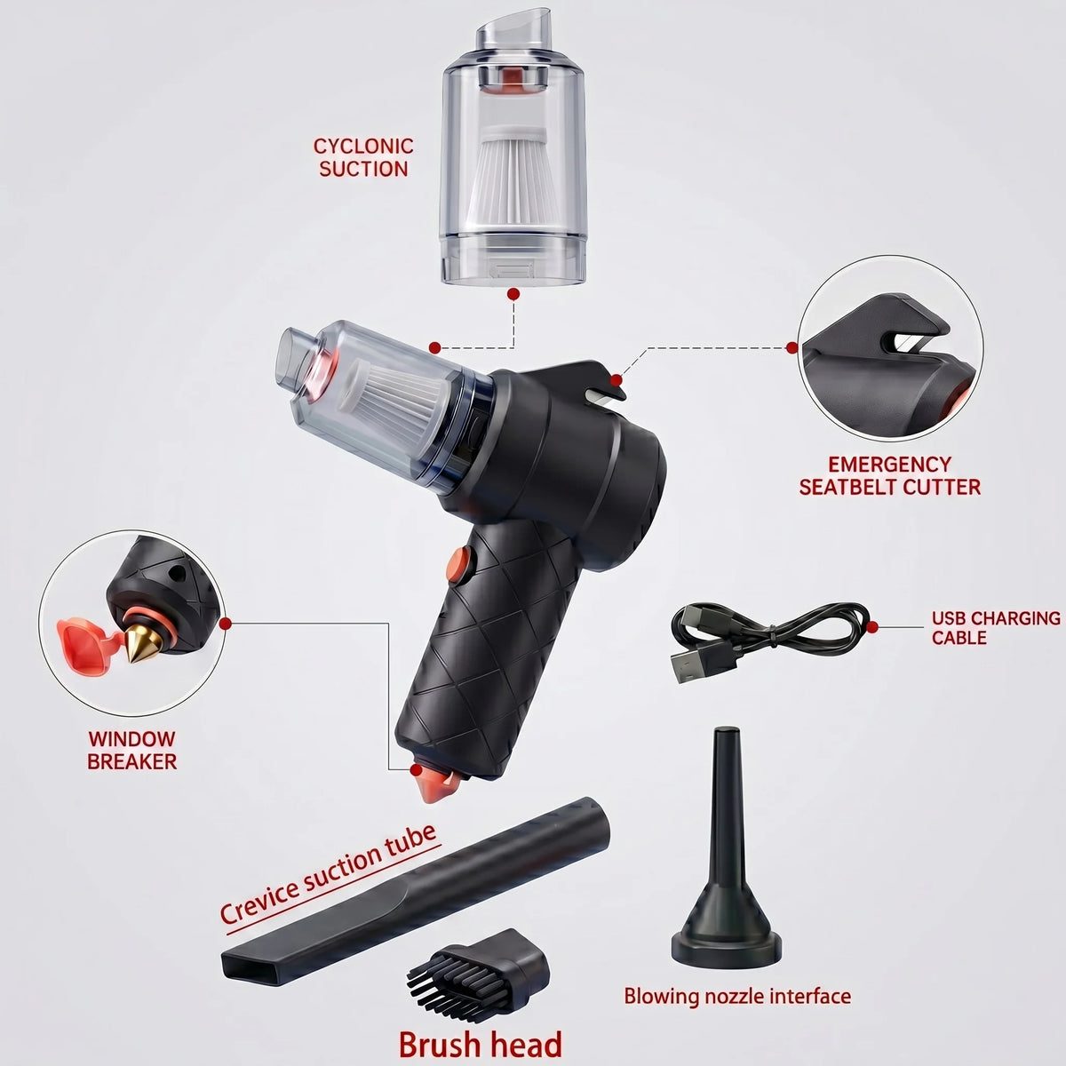 Mini Aspirateur Sans Fil Portable Auto – Puissance & Compact 2-en-1
