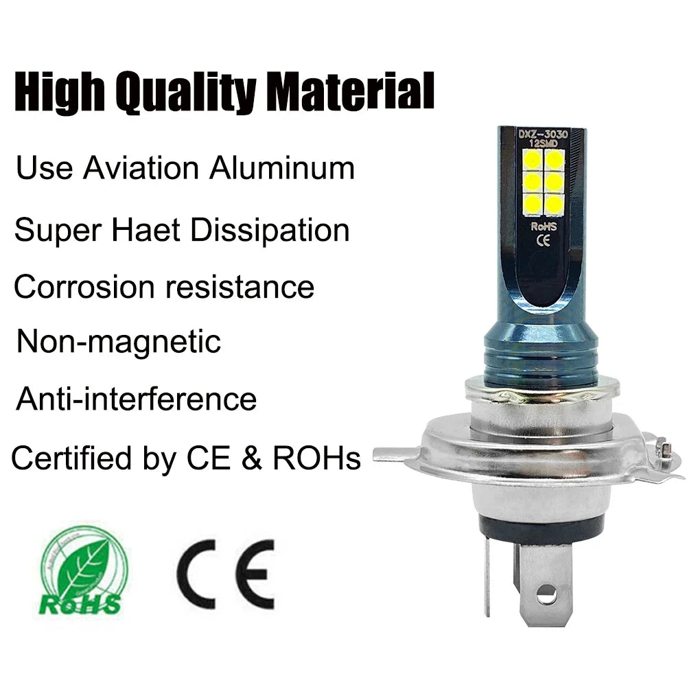 Ampoules LED H7/H4 Haute Puissance 6000K – Kit Éclairage Blanc Pur Auto