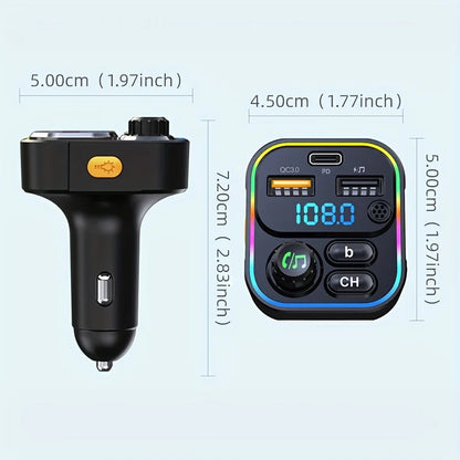 Transmetteur FM Bluetooth 5.3 Voiture & Chargeur Rapide USB-C