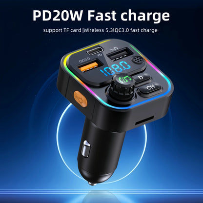 Transmetteur FM Bluetooth 5.3 Voiture & Chargeur Rapide USB-C