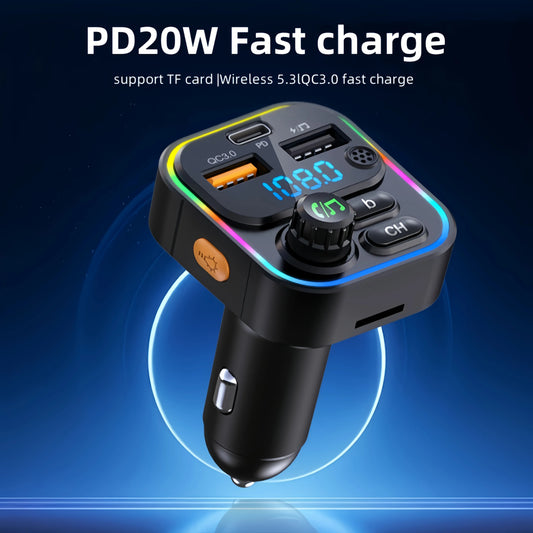Transmetteur FM Bluetooth 5.3 Voiture & Chargeur Rapide USB-C